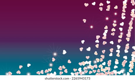 Luxury Background with Confetti of Hearts Glitter Particles. St. Valentine Day. Holiday pattern. Light Spots. Explosion of Confetti. Glitter Vector Illustration. Design for Template.