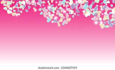 Luxury Background with Confetti of Hearts Glitter Particles. St. Valentine Day. Holiday pattern. Light Spots. Explosion of Confetti. Glitter Vector Illustration. Design for Print.