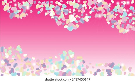 Luxury Background with Confetti of Hearts Glitter Particles. St. Valentine Day. Disco pattern. Light Spots. Explosion of Confetti. Glitter Vector Illustration. Design for Print.