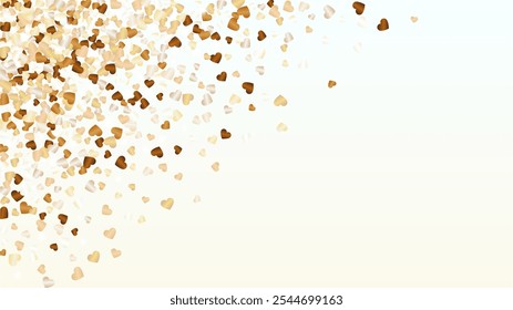 Luxury Background with Confetti of Hearts Glitter Particles. St. Valentine Day. Birthday pattern. Light Spots. Explosion of Confetti. Glitter Vector Illustration. Design for Cover.