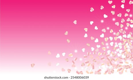 Luxury Background with Confetti of Hearts Glitter Particles. St. Valentine Day. Christmas pattern. Light Spots. Explosion of Confetti. Glitter Vector Illustration. Design for Web.