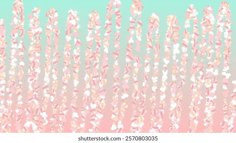 Luxury Background with Confetti of Hearts Glitter Particles. St. Valentine Day. Christmas pattern. Light Spots. Explosion of Confetti. Glitter Vector Illustration. Design for Advertisement.