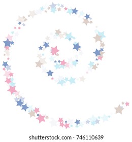 Luxury background of confetti stars in calm tones on a white background Design element. It is suitable for children's illustrations, banners, posters., Vector illustration, EPS 10.