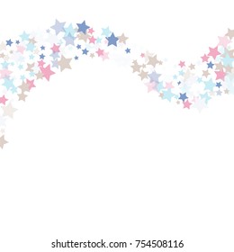 Luxury background of confetti stars in calm tones on a white background Design element. It is suitable for children's illustrations, banners, posters., Vector illustration, EPS 10.