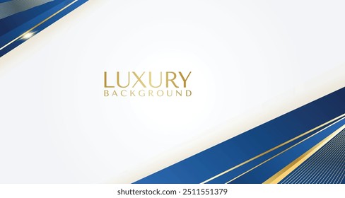 Luxury background in dark blue and gold color. Backdrop with cool gradient wave shiny geometric futuristic ornament for beauty hotel aesthetic expensive brand