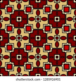 Luxury background with decorative geometric ornament. Retro creative design. Vector illustration. Fashion print, design for scrapbooking page, art deco, interior design. Red, gold color.
