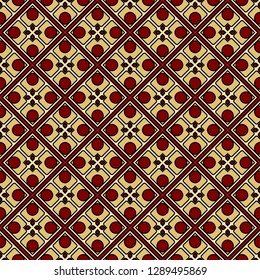 Luxury background with decorative geometric ornament. Retro creative design. Vector illustration. Fashion print, design for scrapbooking page, art deco, interior design. Red, gold color.