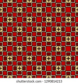 Luxury background with decorative geometric ornament. Retro creative design. Vector illustration. Fashion print, design for scrapbooking page, art deco, interior design. Red, gold color.