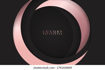 Luxury background design with dark and rose golden element decoration. Elegant shape vector layout template illustration for use cover magazine, poster, flyer, invitation, product packaging