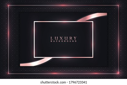 Diseño de fondo de lujo con decoración de elementos dorados oscuros y rosas. Elegante ilustración de plantilla de diseño vectorial de forma para uso de revista de portada, afiche, volante, invitación, empaquetado de productos, banner