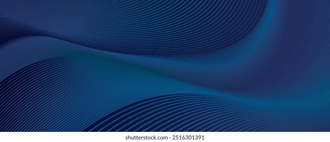 Design de fundo de luxo com padrão de linha azul abstrato diagonal em cor escura. Modelo horizontal vetorial do banner comercial