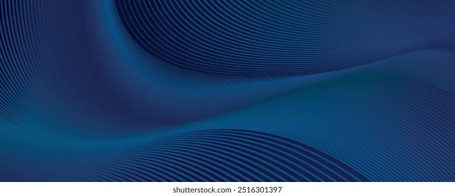Luxury background design with diagonal abstract blue line pattern in dark color. Vector horizontal template for business banner