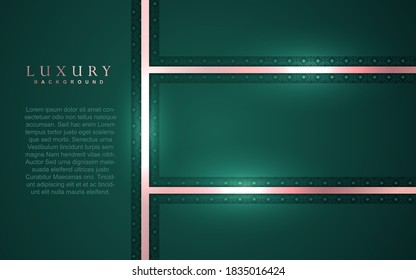 Luxury background design green and golden element decoration. Elegant paper art shape vector layout template for use cover magazine, poster, flyer, invitation, product packaging, web banner, frame