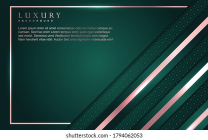 Luxury background design with green and rose golden element decoration. Elegant shape vector layout template illustration for use cover magazine, poster, flyer, invitation, product packaging