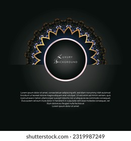 Diseño de fondo de lujo para invitaciones, decoraciones, estilo manadala, gradiente 3d y elementos florales con texto