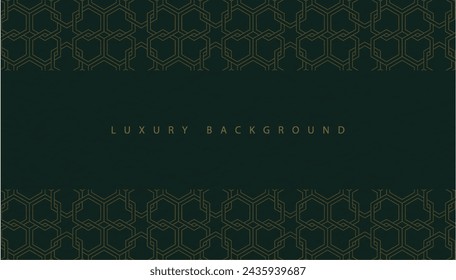 Luxury background design, with paper texture and gold simple line pattern. on green background.