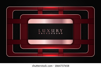 Luxury background design red, black and gold element decoration. Elegant paper art shape vector layout premium template for use cover magazine, poster, flyer, vip invitation, product packaging, web