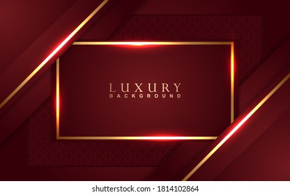 Luxury background design red and golden element decoration. Elegant paper art shape vector layout template for use cover magazine, poster, flyer, invitation, product packaging, web banner,card