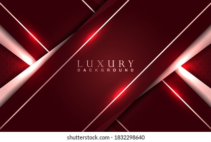 Luxury background design red and rose golden element decoration. Elegant paper art shape vector layout template for use cover magazine, poster, flyer, invitation, product packaging, web banner, card