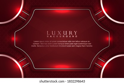 Luxury background design red and rose golden element decoration. Elegant paper art shape vector layout template for use cover magazine, poster, flyer, invitation, product packaging, web banner, card