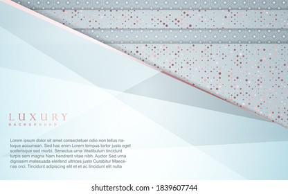 Luxury background design white and rose gold element decoration. Elegant paper art shape vector layout premium template for use cover magazine, poster, flyer, invitation, product packaging, web banner