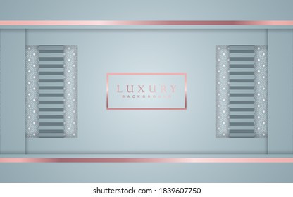 Diseño de fondo de lujo con decoración de elementos dorados y blancos. Elegante forma de papel de diseño vectorial plantilla premium para usar revista de portada, afiche, volante, invitación, empaquetado de productos, banner web