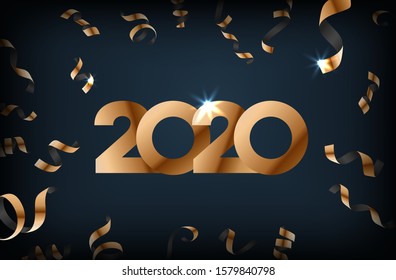 Luxuriöser Hintergrund mit fallendem Konfetti. Frohes neues 2020-Konzept