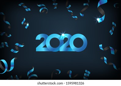 Luxury background with falling confetti. Happy new 2020 concept