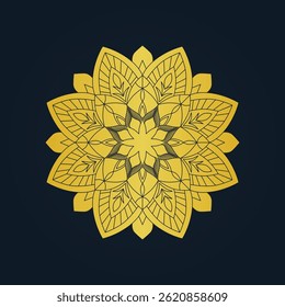 Fundo de luxo com padrão de mandala dourado detalhado em um fundo elegante escuro.