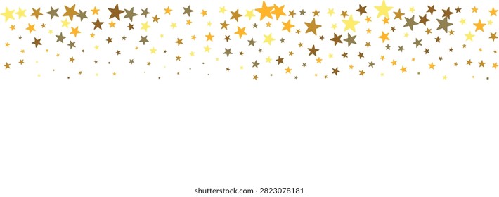 Luxury background with floating star confetti forming a delicate Christmas border for invitations and greeting cards.