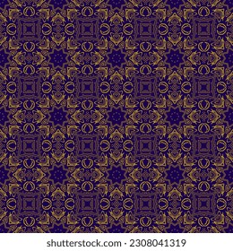 Luxury background with floral pattern in blue and gold color. Vector illustration.