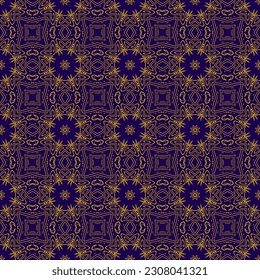 Luxury background with floral pattern in blue and gold color. Vector illustration.