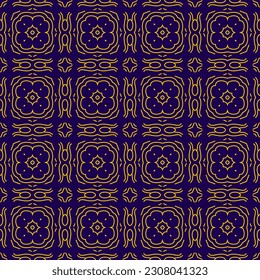 Luxury background with floral pattern in blue and gold color. Vector illustration.
