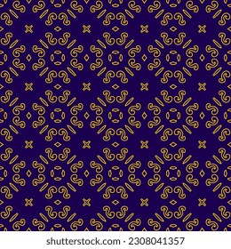 Luxury background with floral pattern in blue and gold color. Vector illustration.