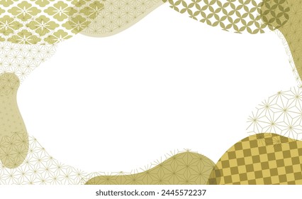 Luxury background frame material surrounded by golden Japanese pattern decoration