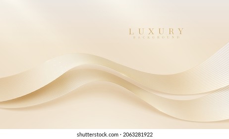 Luxury background with glitter golden curve lines elements, Banner cover design.