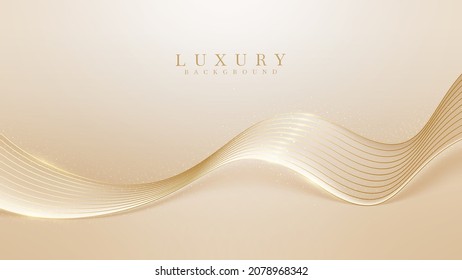 Luxury background with glitter golden lines elements, Banner cover design.