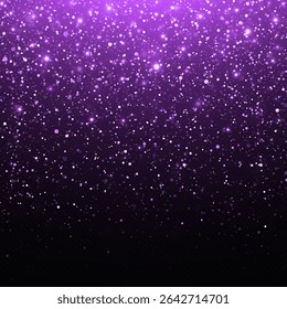 Fondo de lujo de partículas de color púrpura brillante. Fondo reluciente mágico. Partículas brillantes de polvo, efecto bokeh. Estrellas que caen brillantes y confeti.