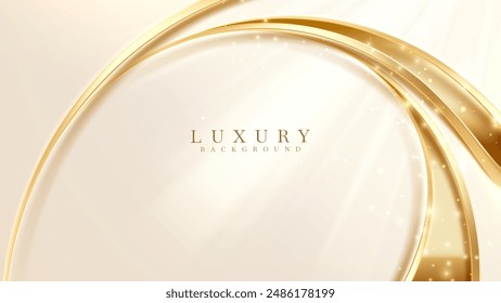 Luxury background with gold circle frame elements and glitter light effects decorations. elegant cover design for products. Vector illustrations.