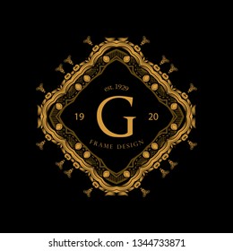 Luxury Background with Gold Color. templates with design element ornament, label, logo. made with golden luxury flower on ornament background