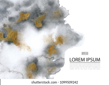 Luxury background with gold and grey marble watercolor texture.Perfect for wallpapers, web page backgrounds, surface textures, design of cards, invitations and other design.Vector illustration