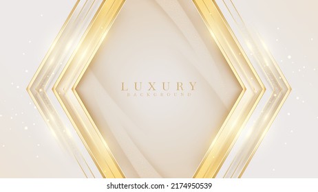 Luxury background with gold line element and glitter light effect decoration.