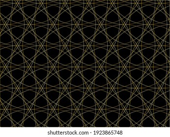 Luxury background with gold lines on black background in oriental Arabic style. Vector