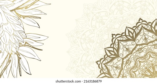 Luxury background with gold Mandala. Abstract background for print, poster, cover, brochure, flyer, banner