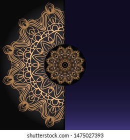 Luxury background. with gold mandala Vector card template. 