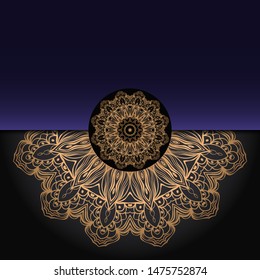 Luxury background. with gold mandala Vector card template. 
