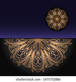 Luxury background. with gold mandala Vector card template. 