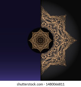 Luxury background. with gold mandala Vector card template. 