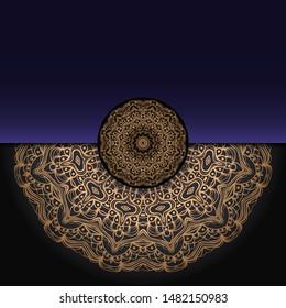 Luxury background. with gold mandala Vector card template. 