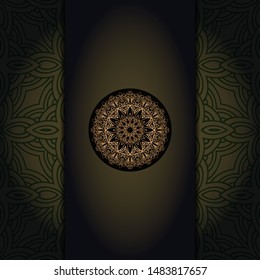 Luxury background. with gold mandala Vector card template. 